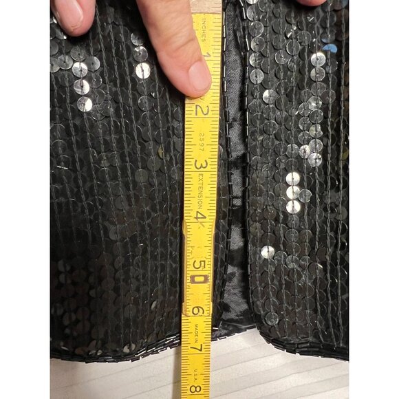 Black Fully Sequin Pencil Skirt 1X Elegant Partywear Midi Silk Loose Elastic - Picture 15 of 16